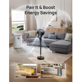 Dreo 80 ft elektrische staande ventilator voor slaapkamer, 25 dB stille pedestal fans met afstandsbediening, 80° oscillatie, 90° handmatig verticaal, 3 snelheden, 34-41 inch verstelbare hoogte, 6 uur