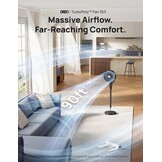Dreo 80 ft elektrische staande ventilator voor slaapkamer, 25 dB stille pedestal fans met afstandsbediening, 80° oscillatie, 90° handmatig verticaal, 3 snelheden, 34-41 inch verstelbare hoogte, 6 uur