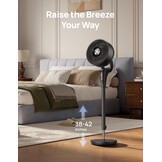Dreo 80 ft elektrische staande ventilator voor slaapkamer, 25 dB stille pedestal fans met afstandsbediening, 80° oscillatie, 90° handmatig verticaal, 3 snelheden, 34-41 inch verstelbare hoogte, 6 uur