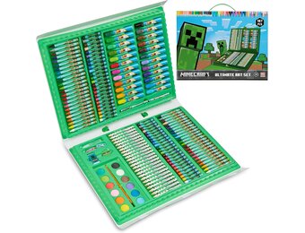 Minecraft Kleurpotloden Kunstbenodigdheden Kinderset Kleur- en Tekenset Meisjes Tekenpotloden Benodigdheden Reiskoffer met Kleurpotloden Kunst en Ambachten voor Kinderen 4-12