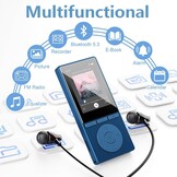 64 GB MP3-speler met Bluetooth 5.3, muziekspeler met hifi-audio voor sporthardlopers, 2,4 inch scherm MP3-speler ingebouwd in HD-luidspreker voicerecorder, uitbreidbaar tot 128 GB, oortelefoons