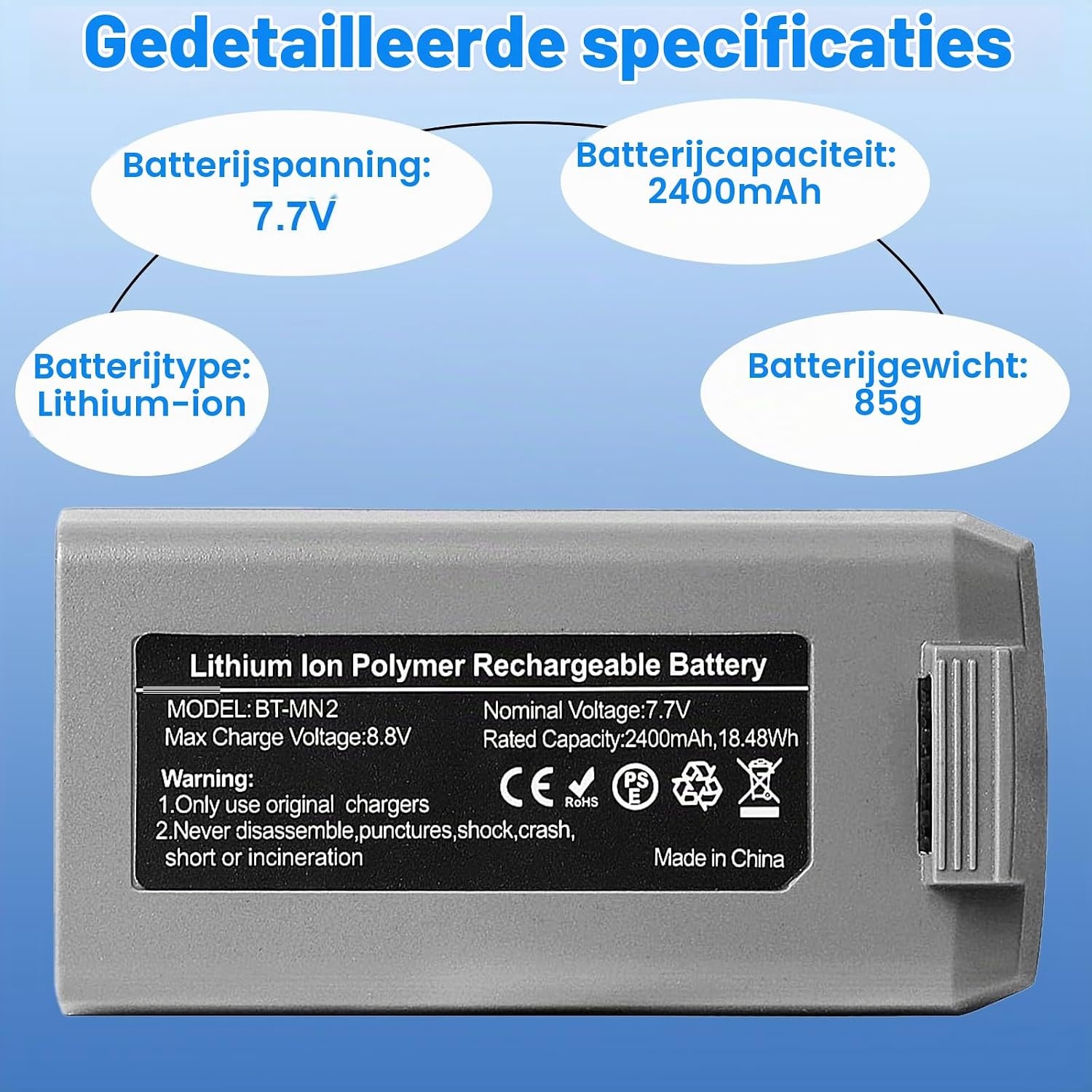2x DJI Mini 2 / SE Drone Accu's - 2400 mAh, 7.7V - 34% Korting!