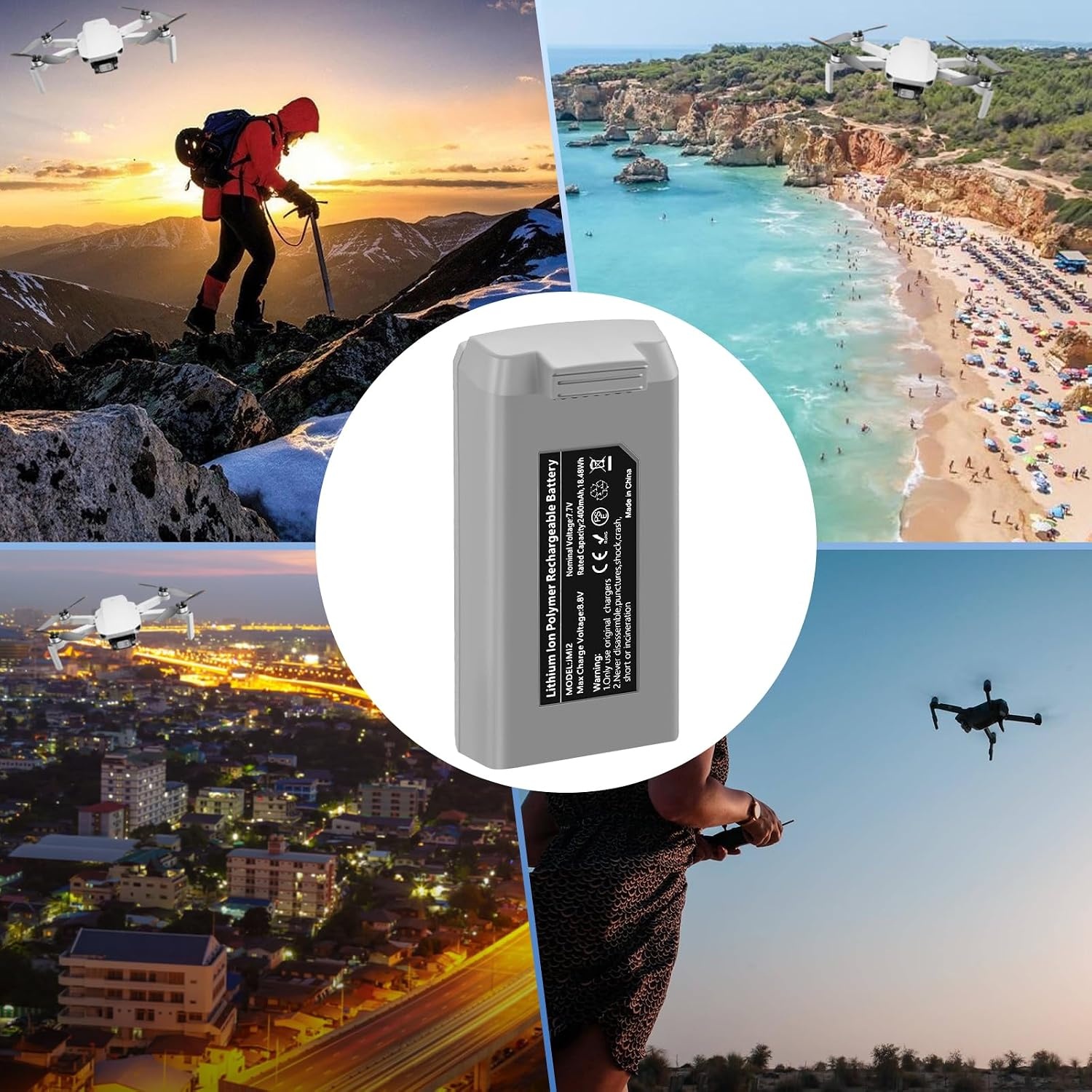 2x DJI Mini 2 / SE Drone Accu's - 2400 mAh, 7.7V - 34% Korting!