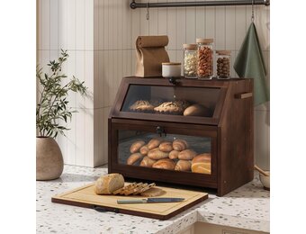 Houten Broodtrommel met Snijplank - 34% Korting