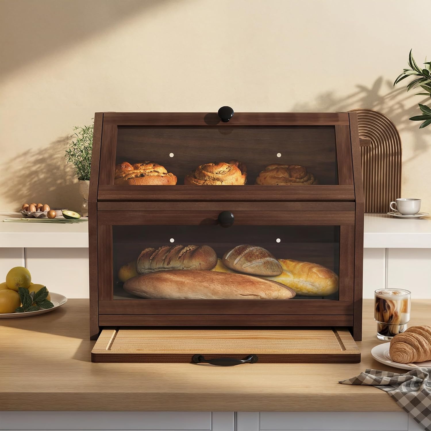 Houten Broodtrommel met Snijplank - 34% Korting