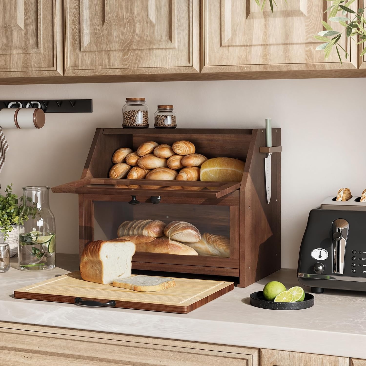 Houten Broodtrommel met Snijplank - 34% Korting