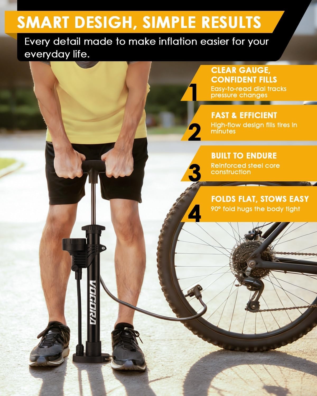 VOGORA Fietspomp met Manometer - 31% Korting