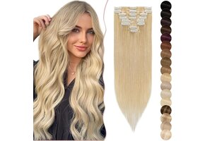 Clip-in Haarverlenging Echt Haar Middenblond - 33% Korting