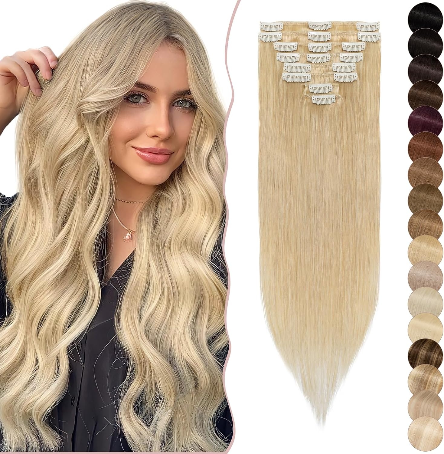 Clip-in Haarverlenging Echt Haar Middenblond - 33% Korting