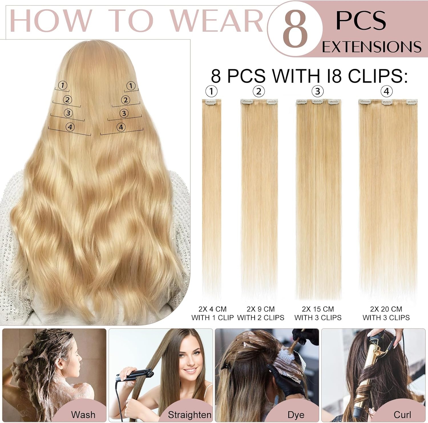Clip-in Haarverlenging Echt Haar Middenblond - 33% Korting