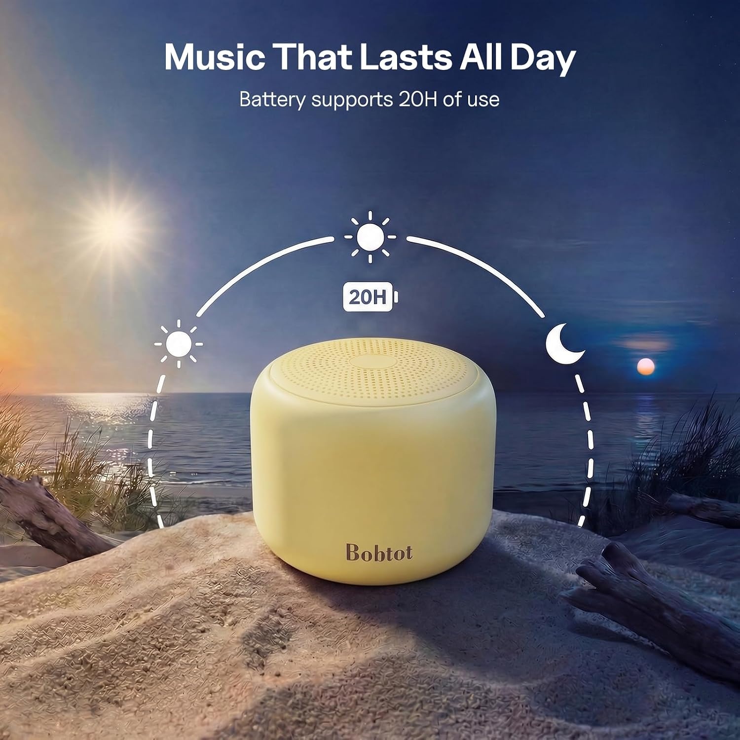Bobtot Bluetooth Speaker Beige - 20u Afspeeltijd - IPX5 Waterdicht (31% Korting)