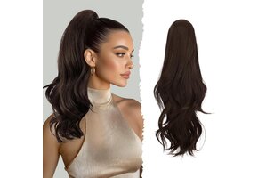 Donkerbruine Golvende Paardenstaart Clip-in Haarverlenging 41 cm - 32% Korting