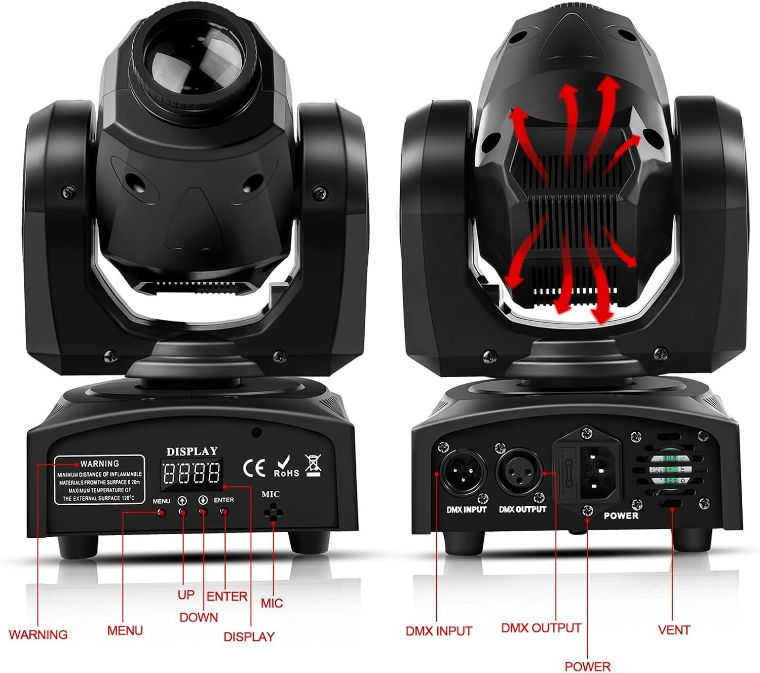 Lyre LED, 50 W, beweegbare kop met afstandsbediening, DMX 512, discoverlichting, DJ, licht, 8 gobo's, 8 kleuren, sono/auto/Master Slave/stroboscoop voor DJ, avond, feest, KTV bar, club