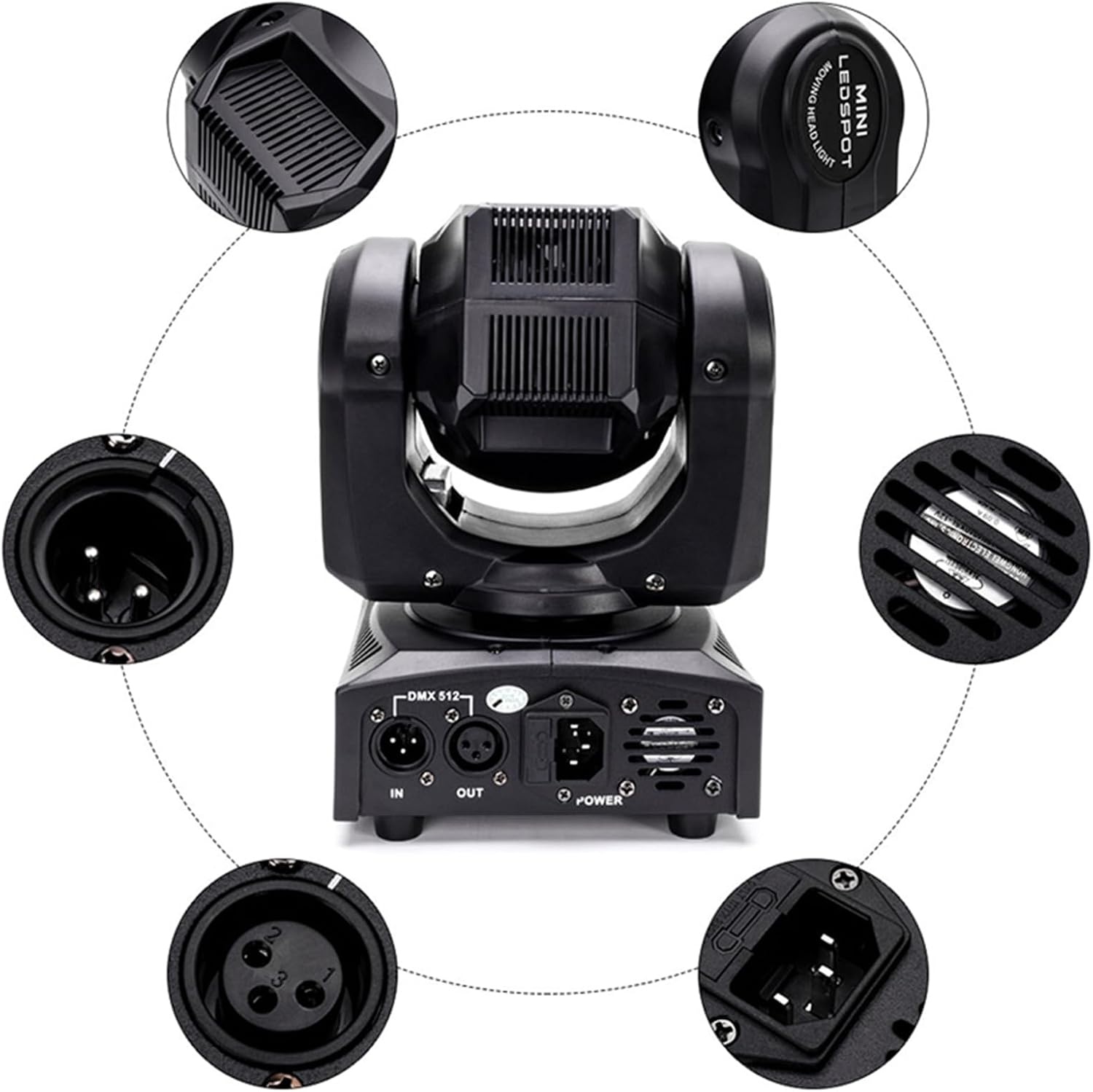 Lyre LED, 50 W, beweegbare kop met afstandsbediening, DMX 512, discoverlichting, DJ, licht, 8 gobo's, 8 kleuren, sono/auto/Master Slave/stroboscoop voor DJ, avond, feest, KTV bar, club