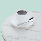 Relaxdays bijzettafel marmer look, met opbergruimte, woonkamer, metaal, mdf, salontafel rond, HxØ 57x40 cm, wit-goud