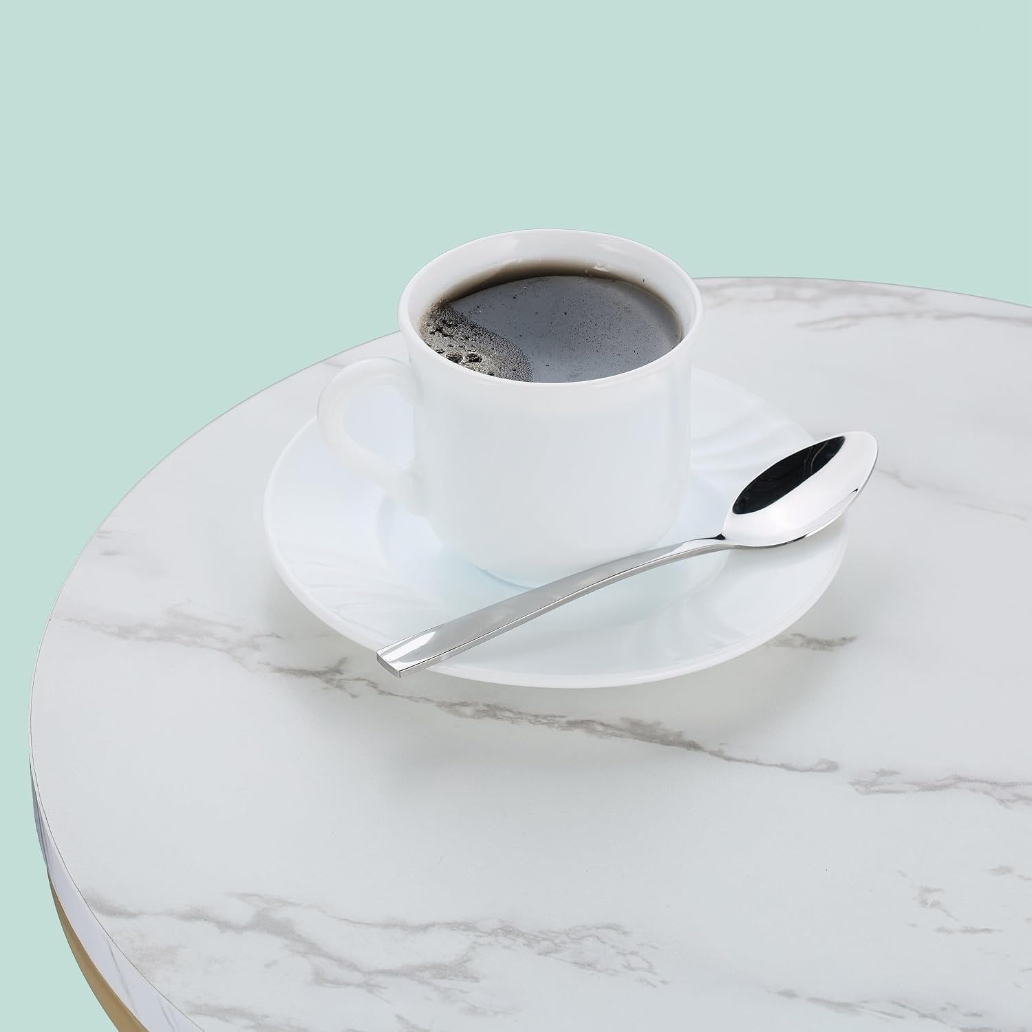 Relaxdays bijzettafel marmer look, met opbergruimte, woonkamer, metaal, mdf, salontafel rond, HxØ 57x40 cm, wit-goud