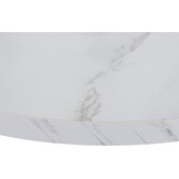 Relaxdays bijzettafel marmer look, met opbergruimte, woonkamer, metaal, mdf, salontafel rond, HxØ 57x40 cm, wit-goud