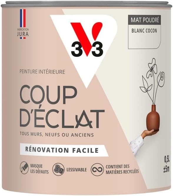 V33 Coup d'Éclat Muurverf - Blanc Cocon - Mat Poudré - 500 ml