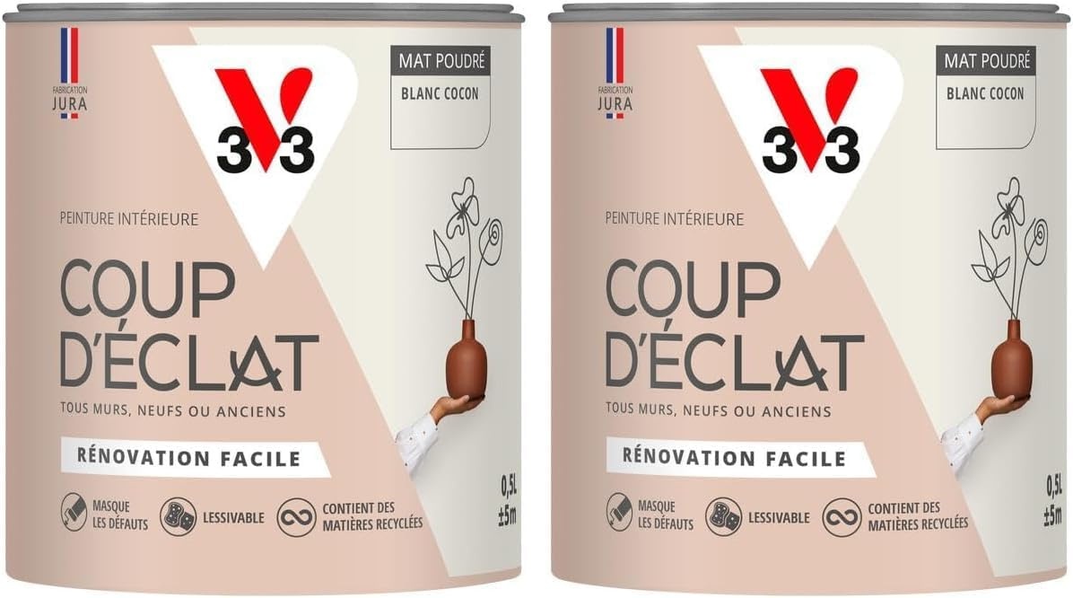V33 Coup d'Éclat Muurverf - Blanc Cocon - Mat Poudré - 500 ml