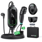 Mobiele Wallbox 3.68 kW Zwart, 8.1 meter, 6-16 A EV Charger met Instelbare Laadvermogen en Timerfunctie