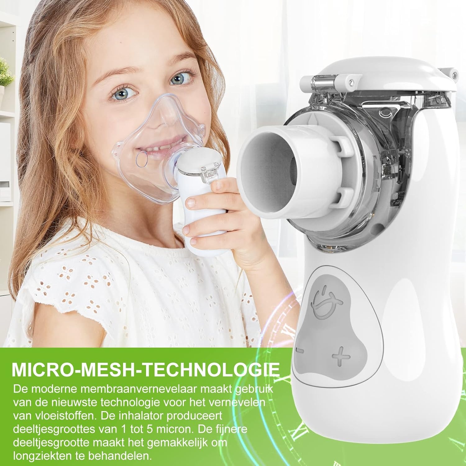 FEELLIFE vernevelaar Vernevelaar, inhalator effectief voor luchtwegaandoeningen, vernevelaar voor kinderen en volwassenen, verstelbare nevel, met 2 verstuivermembraan