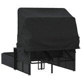 vidaXL Ligbed 2-persoons met luifel en kussens poly rattan zwart
