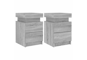 Nachtkastjes met LED, 2 stuks, Grijs Sonoma Eiken, 41% Korting