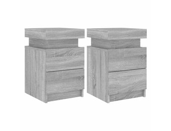 vidaXL Nachtkastjes met LED 2 st 35x39x55 cm grijs sonoma eikenkleurig
