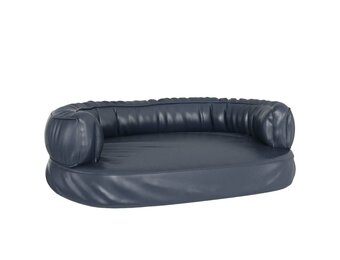 vidaXL Hondenmand ergonomisch schuim 75x53 cm kunstleer donkerblauw