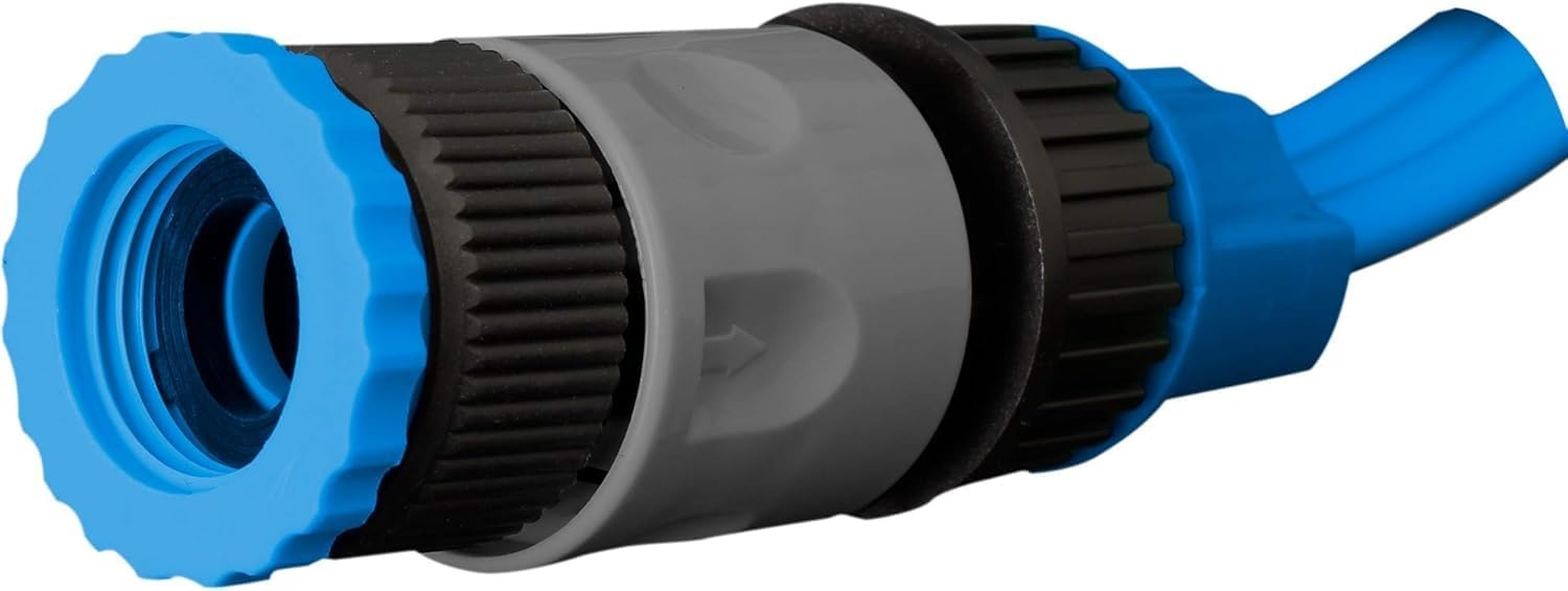 BRUNNER 7203132N slanghaspel voor camping en tuin Roll-On 2.0 met 15 m platte slang, blauw/grijs