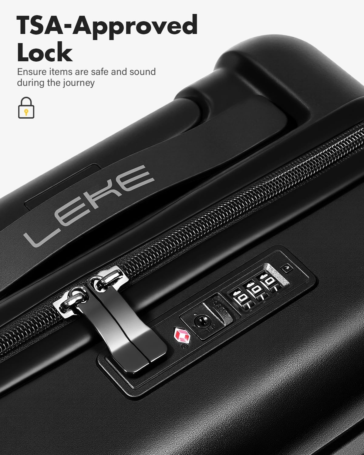 Lekesky 16 inch handbagage koffer, onder de stoel, TSA-slot, zwart