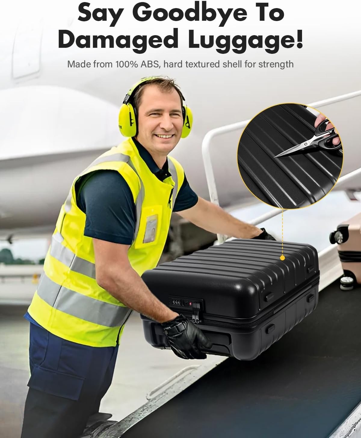 Lekesky 16 inch handbagage koffer, onder de stoel, TSA-slot, zwart