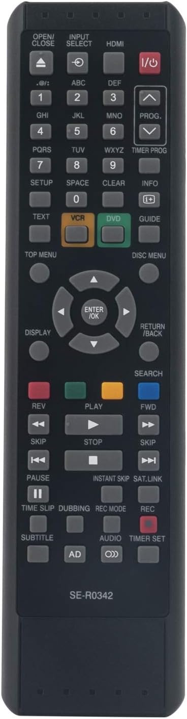 VINABTY Vervangende Afstandsbediening voor Toshiba DVD Recorder SE-R0342 - Zwart
