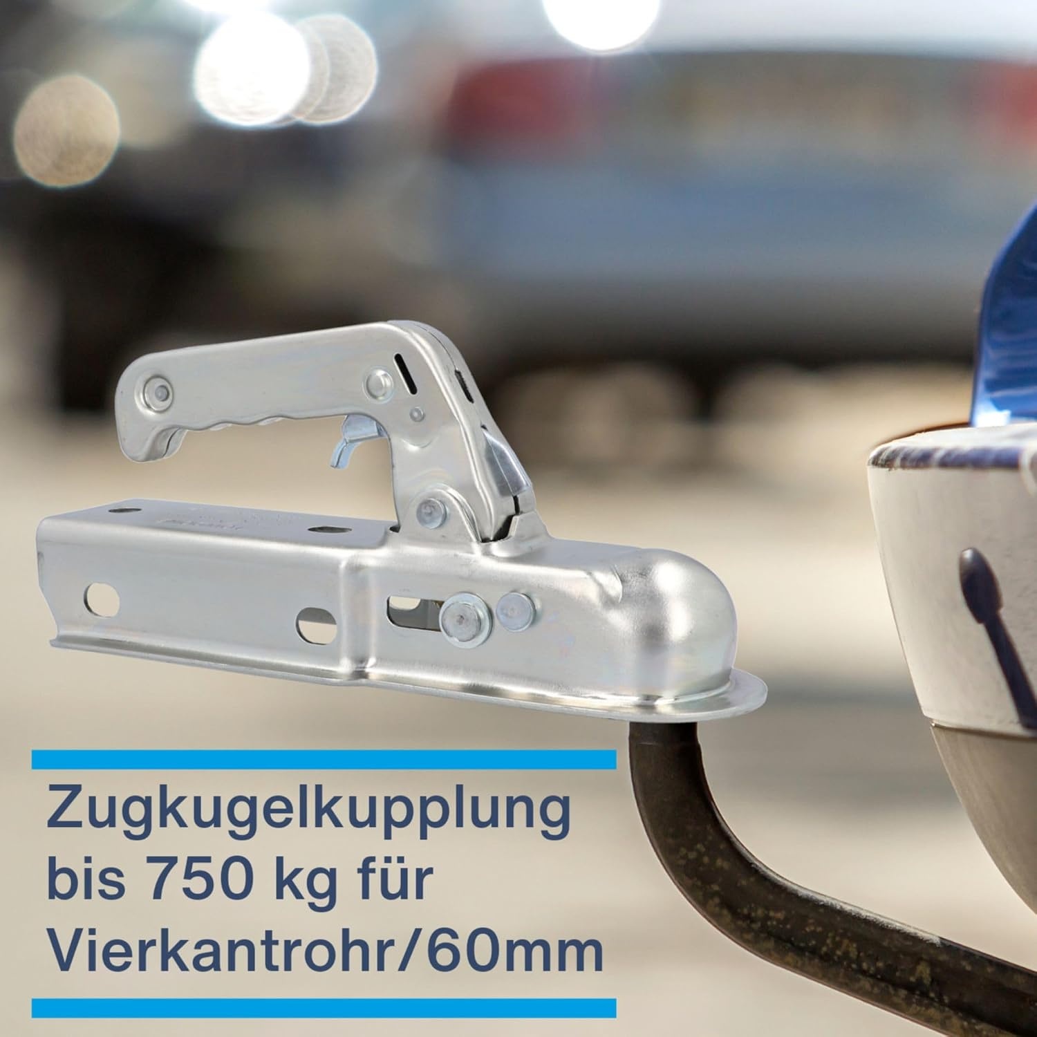 Kogelkoppeling tot 750 kg voor vierkante buis/60 mm