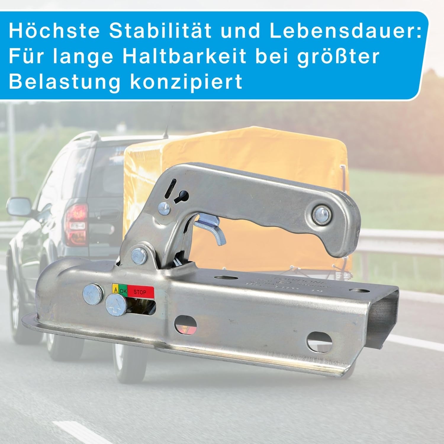 Kogelkoppeling tot 750 kg voor vierkante buis/60 mm