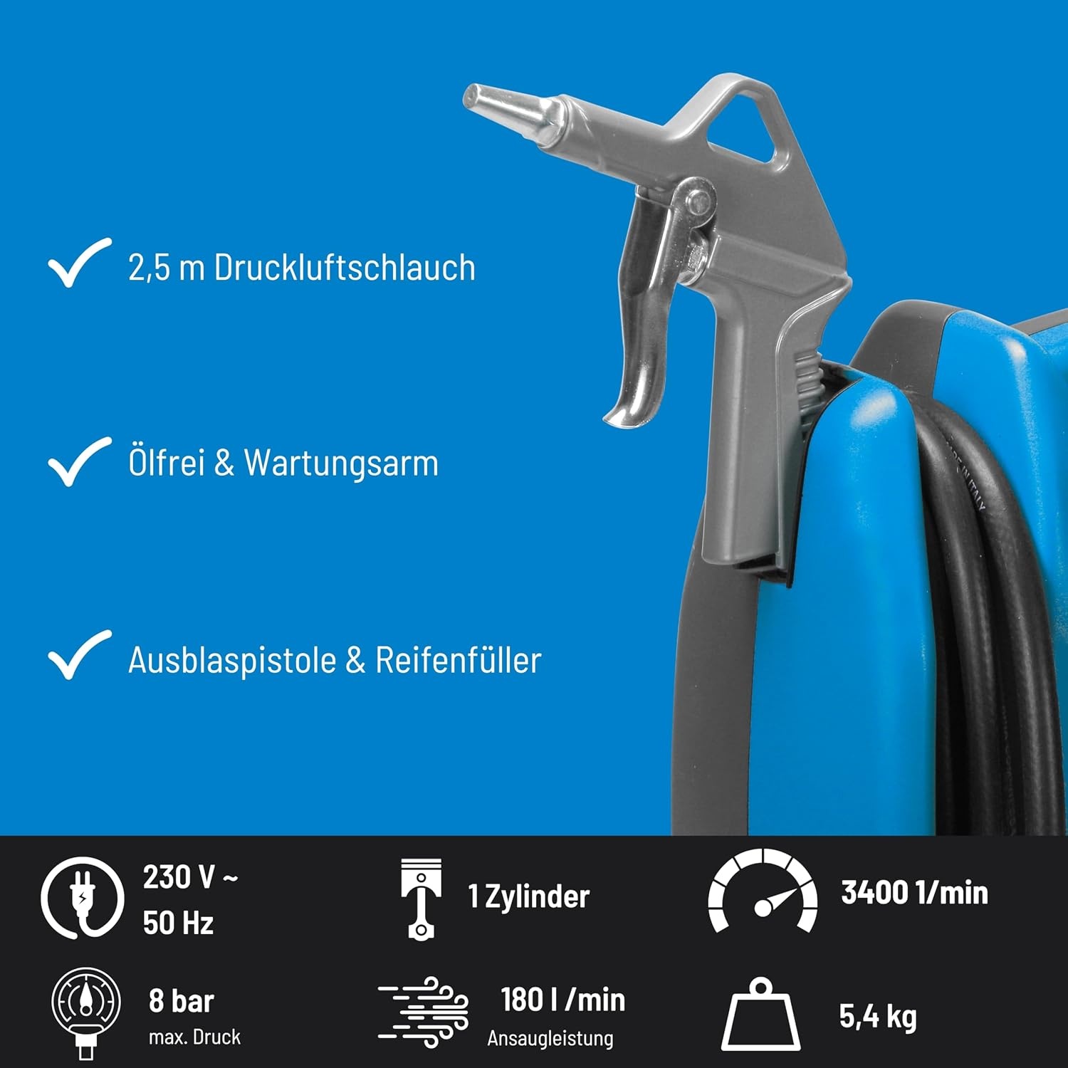 Güde Airpower 180/08 Draagbare Compressor - Olievrij