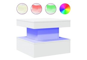 Moderne salontafel met LED-verlichting - 50x50x40 cm wit (56% korting)