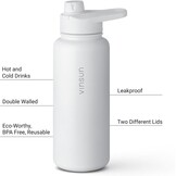 Vinsun RVS Drinkfles 750 ml - Witte Thermosfles met Rietje en Drinkopening - Lekvrij