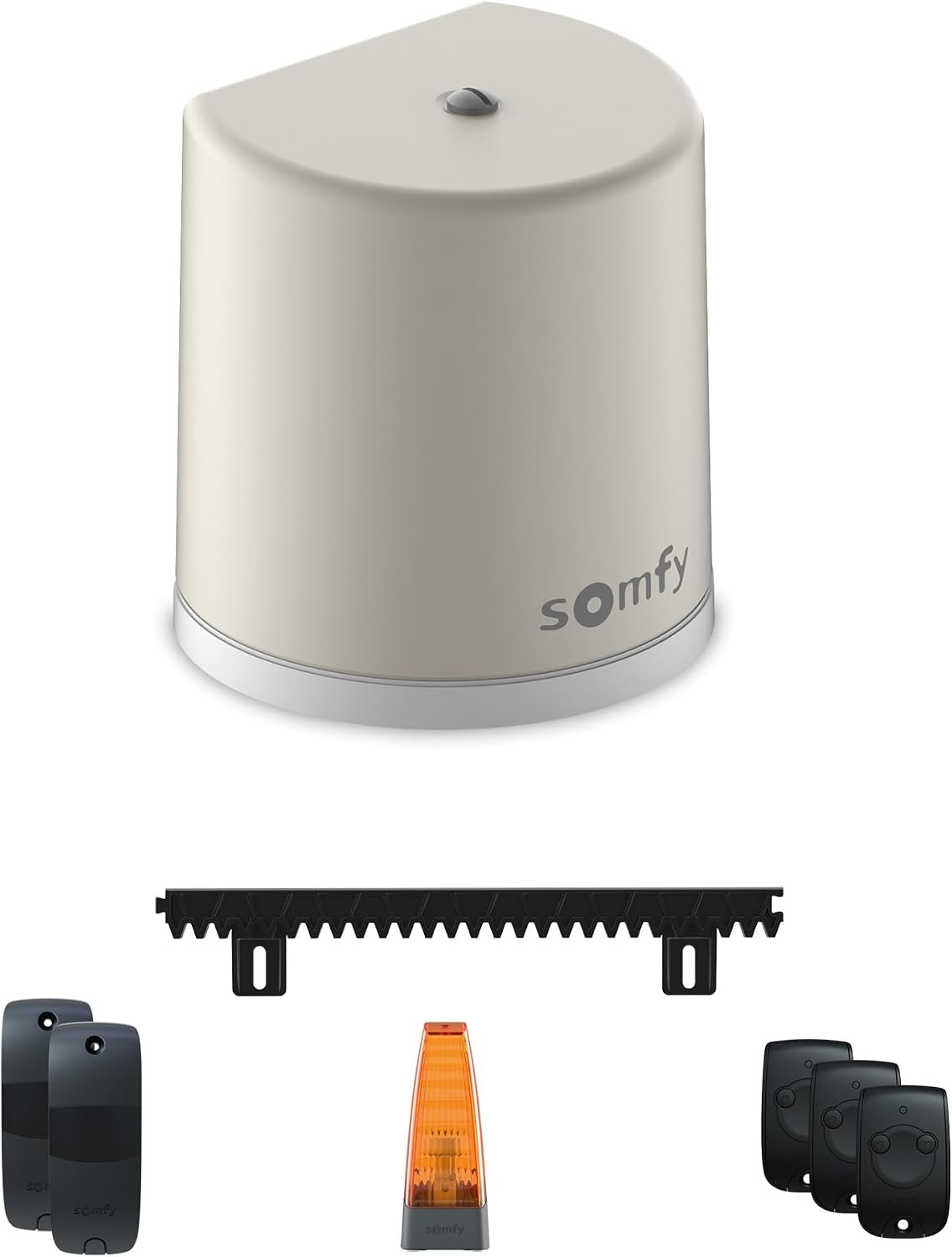 Somfy Freevia Line Grijze Schuifpoortopener met 4 meter Tandheugel en 3 Handzenders