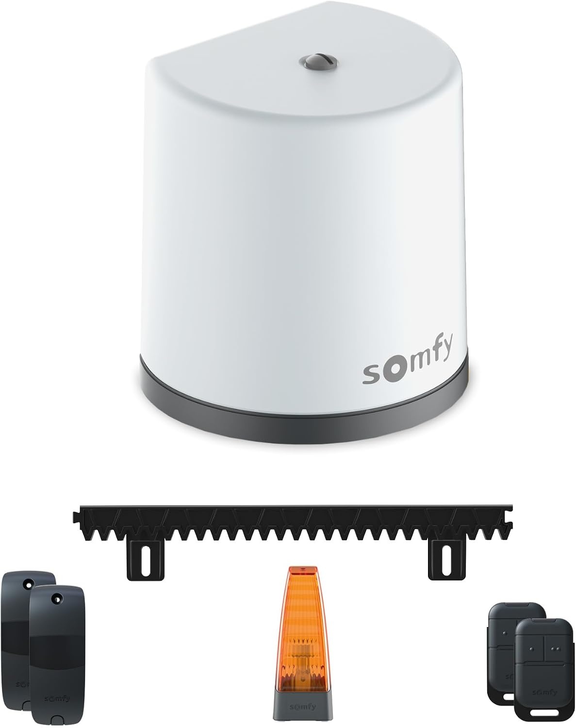 Somfy Freevia Line Grijze Schuifpoortopener met 4 meter Tandheugel en 3 Handzenders