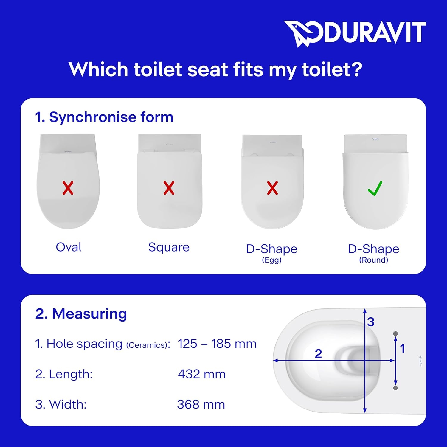 Duravit Univavo Toiletbril D-Vorm met Soft-Close en Quick-Release - Wit 432 x 368 mm