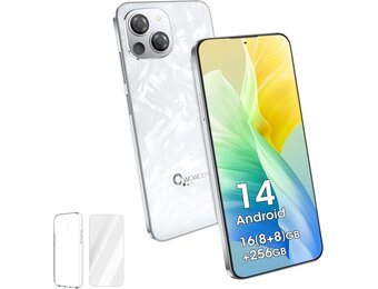 Ontgrendelde telefoon, CWOWDEFU S18 Android 14 Smartphone met 6,58" 2K Incell-scherm, 16(8+8) GB RAM+ 256 GB ROM, Dual SIM 4G, Octa-Core, Gezichts-/vingerafdrukherkenning/NFC/GPS 2024