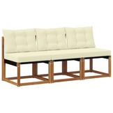 vidaXL 3 st Buitenzitmiddelsofa Massief acaciahout en Textilene Stof