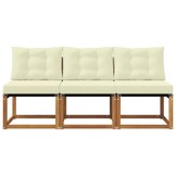 vidaXL 3 st Buitenzitmiddelsofa Massief acaciahout en Textilene Stof