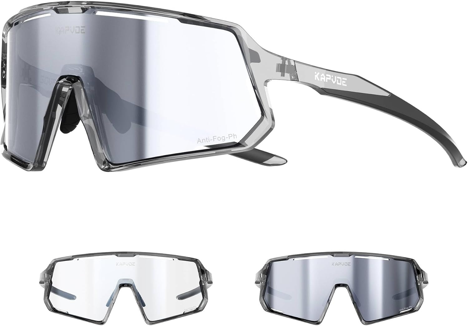 KAPVOE Fietsbril, anti-condens, zelfkleurend, voor heren en dames, fotochroom, snelle bril, sport, zonnebril, helder, racefietsbril, sportbril, MTB, K164