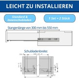 Ondervloer ladegeleiders 500mm Soft-Close | 30kg | Set van 2 | 30% Korting