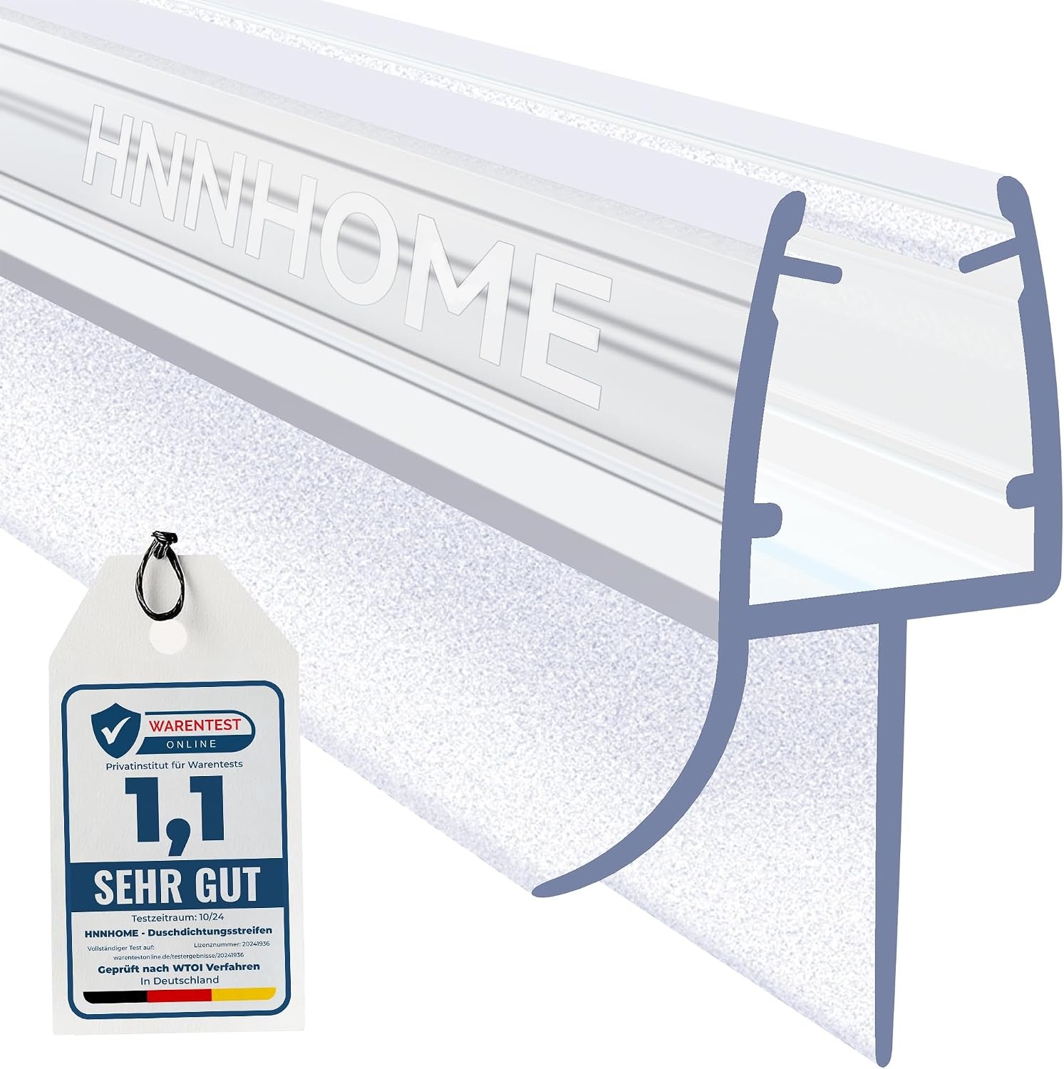 Douchedeurstrip Transparant 100cm (5-8mm glas) - Waterdicht PVC