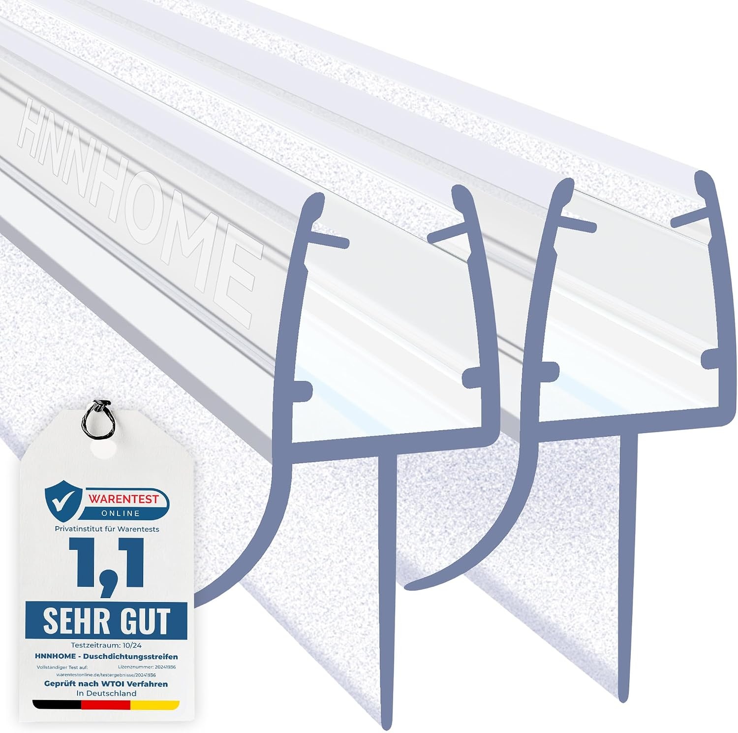 Douchedeurstrip Transparant 100cm (5-8mm glas) - Waterdicht PVC