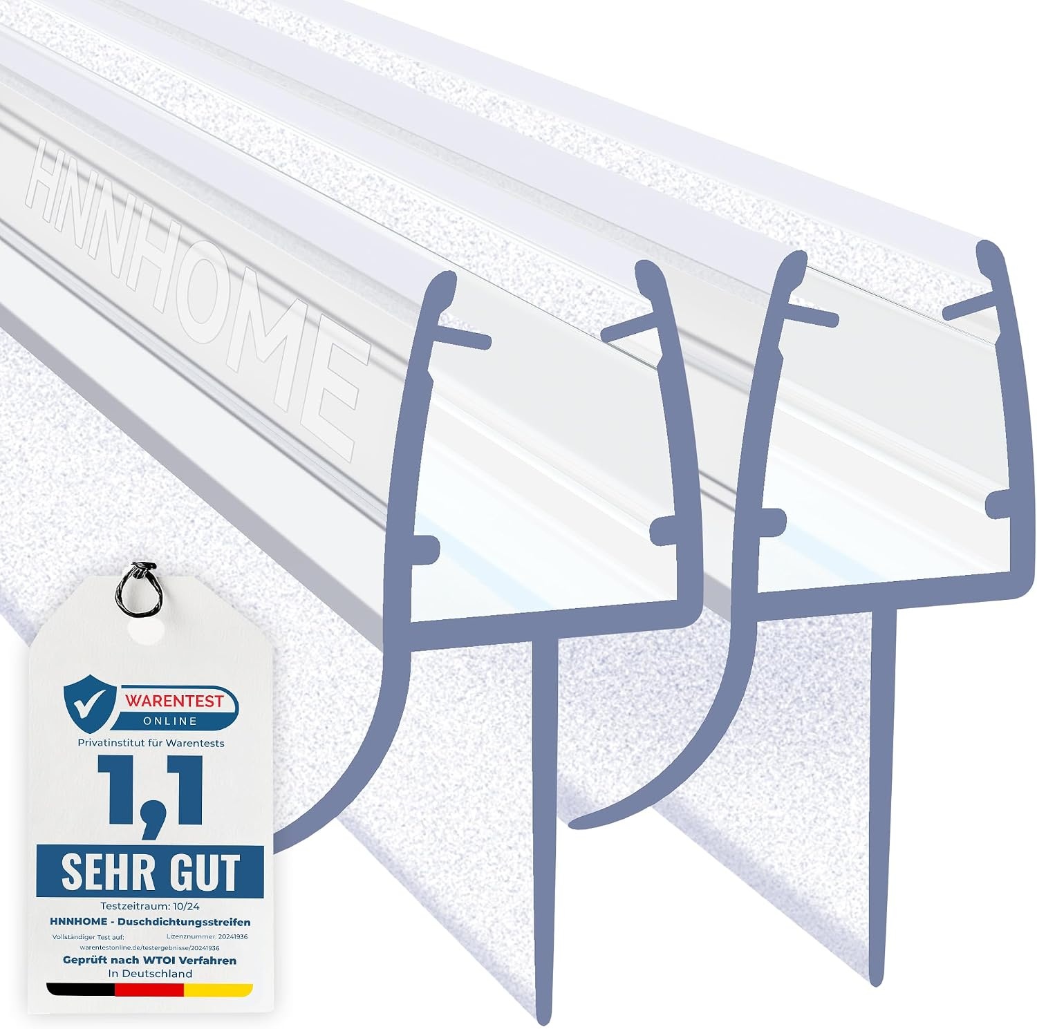 Douchedeurstrip Transparant 100cm (5-8mm glas) - Waterdicht PVC
