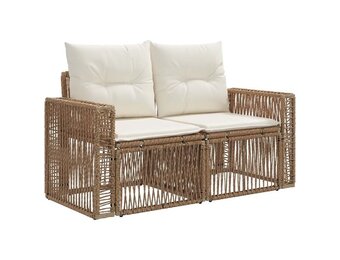 vidaXL Tuinbank Beige Poly Rattan - 34% Korting